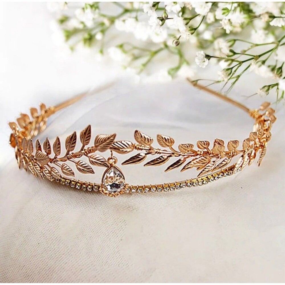 Women’s Gold Leaf Tiara Crown Headband